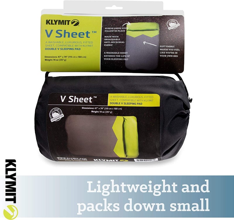 Klymit Static V Sheet, Sleeping Pad Cover, Green/Gray, Double - Image 5